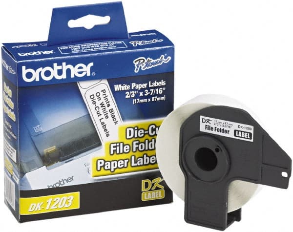Brother - 0.66" Wide x 3.4" Long, White Paper File Folder Label - For PC Label Printers - Exact Tooling