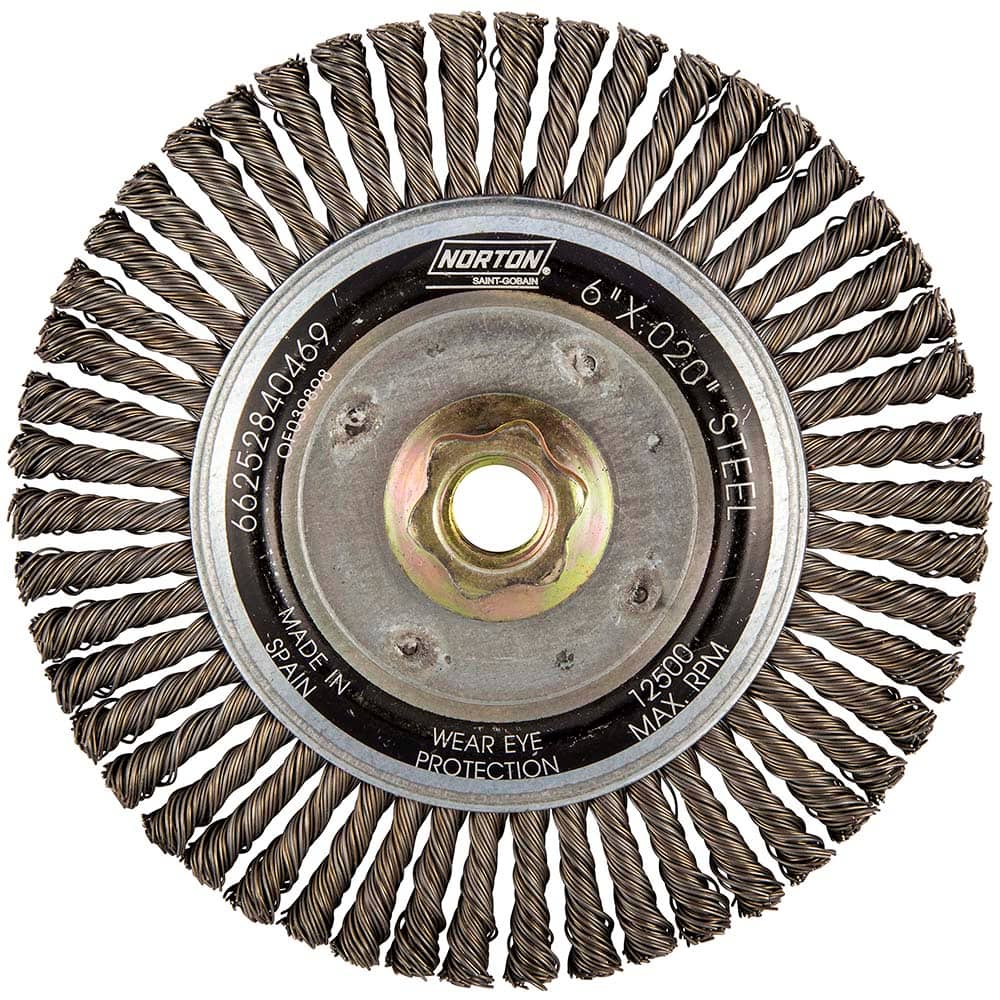 Norton - 6" OD, 5/8-11 Arbor Hole, Stringer Bead Carbon Wheel Brush - Exact Tooling