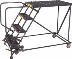 Ballymore - 40" 4 Step Single Entry Work Platform - Rolling Work Platform, 800 Lb Capacity, 40" Platform Height, 33" Base Width x 54" Base Depth, Heavy-Duty Serrated Grating - Exact Tooling