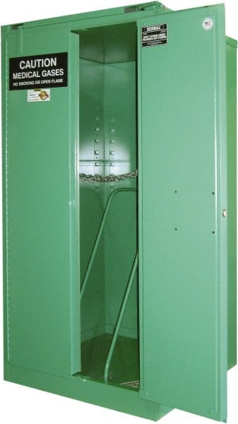 Securall Cabinets - 2 Door, Green Steel Standard Safety Cabinet for Flammable and Combustible Liquids - 67" High x 34" Wide x 34" Deep, Self Closing Door, 3 Point Key Lock, H Cylinder Capacity - Exact Tooling