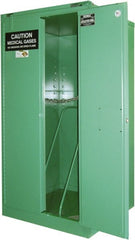 Securall Cabinets - 2 Door, Green Steel Standard Safety Cabinet for Flammable and Combustible Liquids - 46" High x 34" Wide x 34" Deep, Self Closing Door, 3 Point Key Lock, H Cylinder Capacity - Exact Tooling