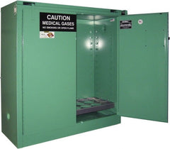 Securall Cabinets - 2 Door, Green Steel Standard Safety Cabinet for Flammable and Combustible Liquids - 46" High x 43" Wide x 18" Deep, Self Closing Door, 3 Point Key Lock, D, E Cylinder Capacity - Exact Tooling
