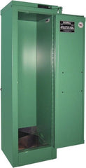 Securall Cabinets - 1 Door, Green Steel Standard Safety Cabinet for Flammable and Combustible Liquids - 46" High x 14" Wide x 13-5/8" Deep, Self Closing Door, 3 Point Key Lock, D, E Cylinder Capacity - Exact Tooling