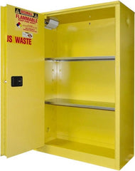 Securall Cabinets - 2 Door, 2 Shelf, Yellow Steel Standard Safety Cabinet for Flammable and Combustible Liquids - 65" High x 43" Wide x 18" Deep, Sliding Door, 3 Point Key Lock, 45 Gal Capacity - Exact Tooling