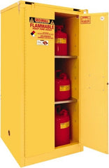Securall Cabinets - 2 Door, 2 Shelf, Yellow Steel Standard Safety Cabinet for Flammable and Combustible Liquids - 67" High x 31" Wide x 31" Deep, Self Closing Door, 3 Point Key Lock, 60 Gal Capacity - Exact Tooling