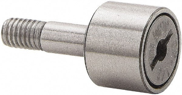 Accurate Bushing - 1-1/4" Roller Diam x 3/4" Width, 1/2" Stud Diam x 1-1/4" Length, Stud Cam Follower - Stainless Steel, 5/8" Thread Length, 1/2-20 Thread, 2" OAL, 2,750 Lb Dynamic Cap - Exact Tooling