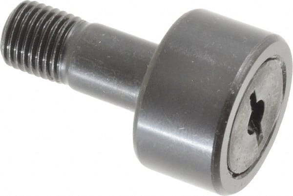 Accurate Bushing - 7/8" Roller Diam x 1/2" Width, 3/8" Stud Diam x 7/8" Length, Stud Cam Follower - Steel, 3/8" Thread Length, 3/8-24 Thread, 1-3/8" OAL, 2,140 Lb Dynamic Cap, 2,260 Lb Static Cap - Exact Tooling