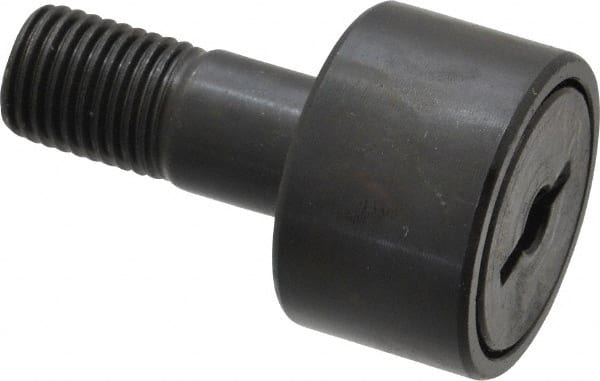 Accurate Bushing - 1" Roller Diam x 5/8" Width, 7/16" Stud Diam x 1" Length, Stud Cam Follower - Steel, 1/2" Thread Length, 7/16-20 Thread, 1-5/8" OAL, 3,030 Lb Dynamic Cap, 3,100 Lb Static Cap - Exact Tooling