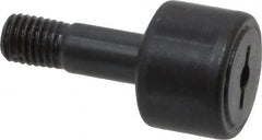 Accurate Bushing - 5/8" Roller Diam x 7/16" Width, 1/4" Stud Diam x 3/4" Length, Stud Cam Follower - Steel, 5/16" Thread Length, 1/4-28 Thread, 1-3/16" OAL, 1,320 Lb Dynamic Cap, 1,250 Lb Static Cap - Exact Tooling