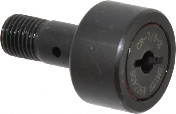 Accurate Bushing - 7/8" Roller Diam x 1/2" Width, 3/8" Stud Diam x 7/8" Length, Stud Cam Follower - Steel, 3/8" Thread Length, 3/8-24 Thread, 1-3/8" OAL, 2,140 Lb Dynamic Cap, 2,260 Lb Static Cap - Exact Tooling