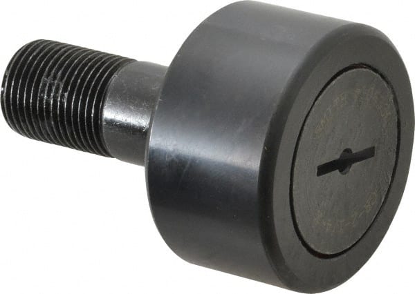 Accurate Bushing - 2-1/4" Roller Diam x 1-1/4" Width, 7/8" Stud Diam x 2" Length, Stud Cam Follower - Steel, 1" Thread Length, 7/8-14 Thread, 3-1/4" OAL, 10,370 Lb Dynamic Cap, 10,700 Lb Static Cap - Exact Tooling