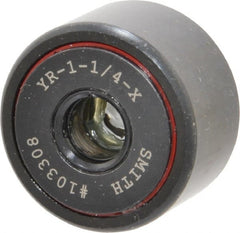 Accurate Bushing - 3/8" Bore, 1-1/4" Roller Diam x 3/4" Roller Width, Steel Yoke Cam Follower - 4,470 Lb Dynamic Load Capacity, 13/16" Overall Width - Exact Tooling