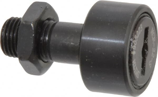 Accurate Bushing - 22mm Roller Diam x 12mm Width, 10mm Stud Diam x 23mm Length, Sealed Stud Cam Follower - Steel, 12mm Thread Length, M10x1 Thread, 36mm OAL, 5,700 N Dynamic Cap, 6,500 N Static Cap - Exact Tooling