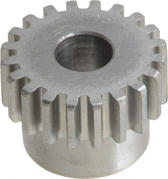 Boston Gear - 20 Pitch, 1" Pitch Diam, 20 Tooth Spur Gear - 3/8" Face Width, 3/8" Bore Diam, 0.84" Hub Diam, 14.5° Pressure Angle, Steel - Exact Tooling