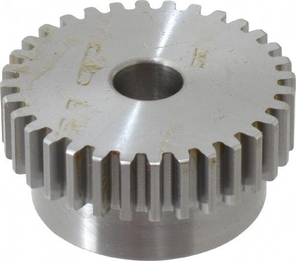 Boston Gear - 16 Pitch, 2" Pitch Diam, 32 Tooth Spur Gear - 0.313" Face Width, 1/2" Bore Diam, 1.7" Hub Diam, 14.5° Pressure Angle, Steel - Exact Tooling