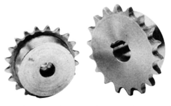 U.S. Tsubaki - 18 Teeth, 1" Chain Pitch, Chain Size 80, Finished Bore Sprocket - 5.759" Pitch Diam, 6.27" Outside Diam - Exact Tooling