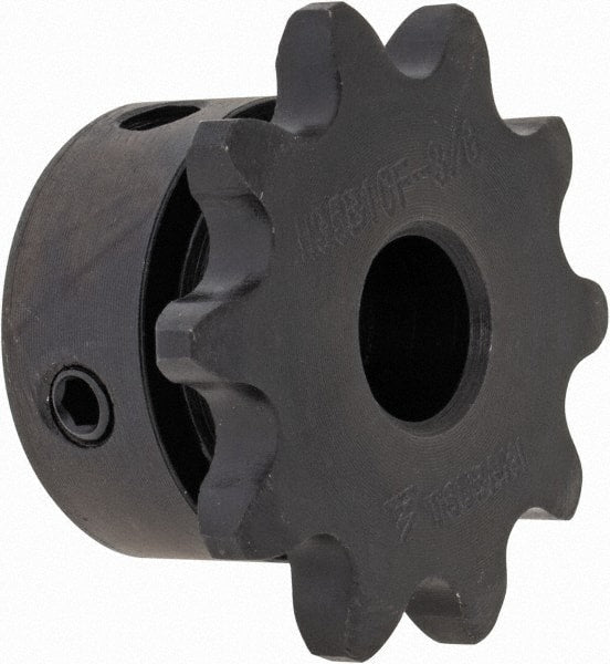 U.S. Tsubaki - 10 Teeth, 3/8" Chain Pitch, Chain Size 35, Finished Bore Sprocket - 3/8" Bore Diam, 1.214" Pitch Diam, 1.38" Outside Diam - Exact Tooling