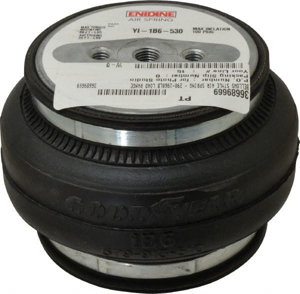 Value Collection - 100 psi Actuation: 880 Lb Ext, 2,115 Lb Compr, 3/8-16 & 3/8-16, 3" Stroke Len, Bellow Single Convolute Air Spring - 4.8" Extended Height, 1.8" Compressed Height, 6-1/2" Max OD at 100 psi, 290 to 1,960 Lb Capacity - Exact Tooling