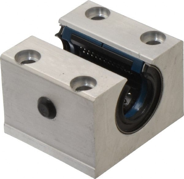 Thomson Industries - 20mm Inside Diam, 4,000 Lbs. Dynamic Capacity, Open Single Pillow Block Linear Bearing - 42mm Overall Height x 60" Overall Width, 32mm Btw Mount Hole Centers - Exact Tooling