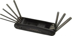 Paramount - 8 Piece T9 to T40 Steel Fold-Up Torx Key Set - 4-1/2" OAL, T9, T10, T15, T20, T25, T27, T35, T40 Torx Size - Exact Tooling