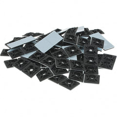 Thomas & Betts - Black, Nylon, Four Way Cable Tie Mounting Pad - 1-1/8" Long x 0.215" High x 1-1/8" Wide Adhesive Back - Exact Tooling