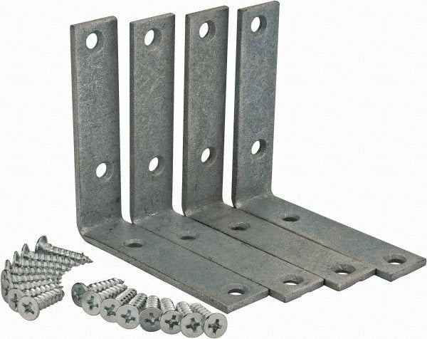 Value Collection - 3" Long x 3/4" Wide, Steel, Corner Brace - Galvanized - Exact Tooling