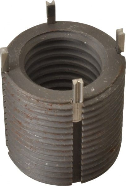 Recoil - 7/8-9 Internal, 1-1/4 - 12 External, 1-1/4" Insert Length, Heavy Duty Keylocking Thread Inserts - Carbon Steel, Zinc Phosphate Finish, Grade C1215 - Exact Tooling