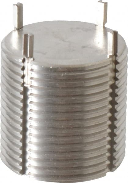 Recoil - 1-1/4 - 12 External, 1-1/4" Insert Length, Solid Keylocking Thread Inserts - Stainless Steel, Passivated Finish, Grade 303 - Exact Tooling