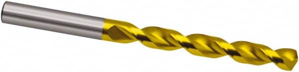 Guhring - 9.9mm 130° High Speed Steel Jobber Drill - TiN Finish, Right Hand Cut, Parabolic Flute, 133mm OAL, Cone Relief Point - Exact Tooling