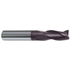 9.5mm Dia. x 72mm Overall Length 3-Flute Square End Solid Carbide SE End Mill-Round Shank-Center Cut-Firex - Exact Tooling