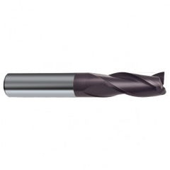 9.5mm Dia. x 72mm Overall Length 3-Flute Square End Solid Carbide SE End Mill-Round Shank-Center Cut-Firex - Exact Tooling