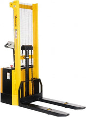 Vestil - 2,000 Lb Capacity, 62" Lift Height, Battery Powered Stacker - 3-3/8" Lowered Height, 42" Fork Length, 26-3/4" Overall Width - Exact Tooling