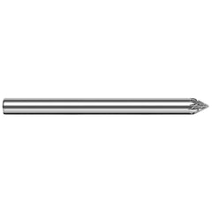 Harvey Tool - 1/8" Cut Diam, 1/8" Shank Diam, Solid Carbide Double Cut Flat Burr - Exact Tooling