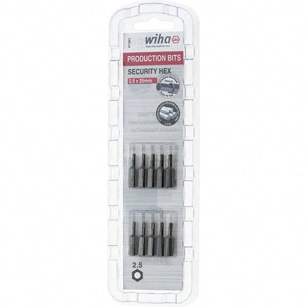 Wiha - 2mm Hex Screwdriver Bit - 1/4" Drive, 1" OAL - Exact Tooling