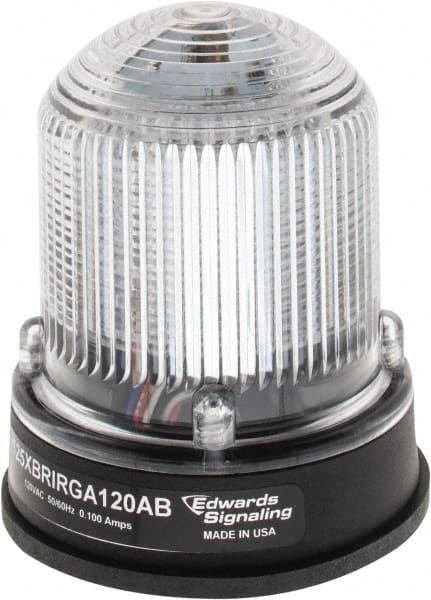 Edwards Signaling - 120 VAC, 4X NEMA Rated, LED, Amber, Green, Red, Multi Status Indicator - 65, 120, 240 Flashes per min, 3/4 Inch Pipe, 3-1/4 Inch Diameter, 3-7/8 Inch High, Panel Mount, Pipe Mount - Exact Tooling