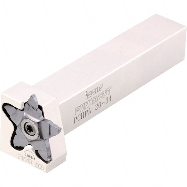 Iscar - External Thread, 0.256" Max Depth of Cut, 0.5mm Min Groove Width, 135mm OAL, Left Hand Indexable Grooving Cutoff Toolholder - 25mm Shank Height x 25mm Shank Width, PENTA 24.. Insert Style, PCHP Toolholder Style, Series PentaCut - Exact Tooling