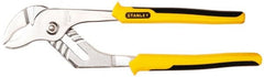 Stanley - 10-1/2" OAL, 1-1/4" Jaw Length, 7 Position Groove Joint Tongue & Groove Pliers - Serrated Curved Jaws, Curved Head, Dual Dipped Handles - Exact Tooling
