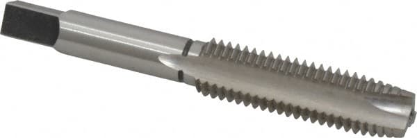 Made in USA - M12x1.75 Metric Coarse, 3 Flute, Bright Finish, High Speed Steel Spiral Point Tap - Plug Chamfer, Right Hand Thread, 3-3/8" OAL, 1-21/32" Thread Length, 0.367" Shank Diam - Exact Tooling
