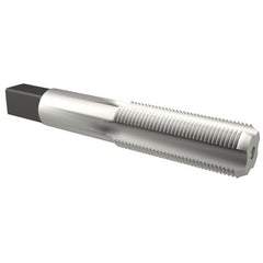 Kennametal - 1-14 UNS 3B 4 Flute Bright Finish High Speed Steel Straight Flute Standard Hand Tap - Plug, Right Hand Thread, 5.13" OAL, 2-1/2" Thread Length, H4 Limit, Oversize - Exact Tooling