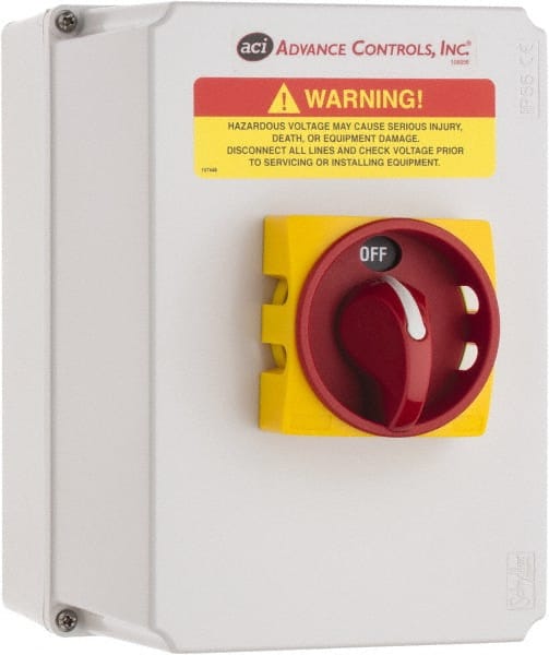 ACI - 3 Phase, 110 to 460V, 3 Pole, 4X, Enclosed Nonfused Cam & Disconnect Switch - 5.9 Inch Wide x 8.6 Inch High x 5.9 Inch Deep - Exact Tooling