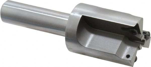 Everede Tool - 1-1/8 Inch Diameter, Interchangeable Pilot, Straight 1/2 Inch Shank Diameter, 3 Insert, Indexable Counterbore - 3.2 Inch Overall Length, TPGH 215 Insert, 3/16 Inch Pilot Hole Diameter Compatibility - Exact Tooling