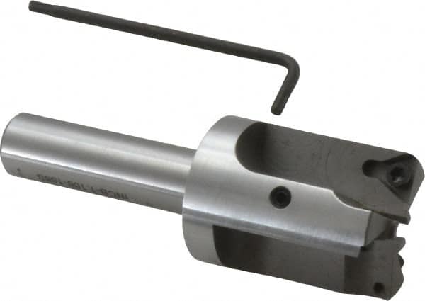 Everede Tool - 1-3/16 Inch Diameter, Interchangeable Pilot, Straight 1/2 Inch Shank Diameter, 3 Insert, Indexable Counterbore - 3.2 Inch Overall Length, TPGH 215 Insert, 3/16 Inch Pilot Hole Diameter Compatibility - Exact Tooling