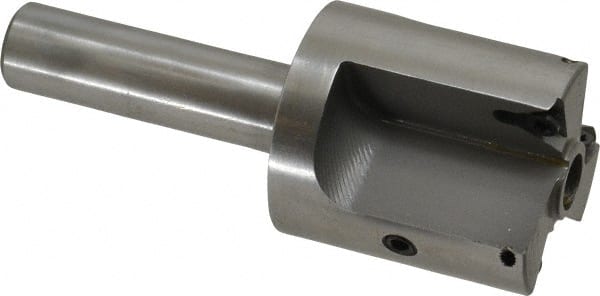 Everede Tool - 1-3/8 Inch Diameter, Interchangeable Pilot, Straight 1/2 Inch Shank Diameter, 3 Insert, Indexable Counterbore - 3.2 Inch Overall Length, TPGH 215 Insert, 5/16 Inch Pilot Hole Diameter Compatibility - Exact Tooling