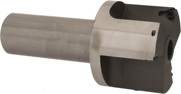 Everede Tool - 2 Inch Diameter, Interchangeable Pilot, Straight 1 Inch Shank Diameter, 3 Insert, Indexable Counterbore - 3.2 Inch Overall Length, TPGH 215 Insert, 7/16 Inch Pilot Hole Diameter Compatibility - Exact Tooling