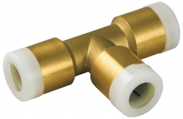 Watts - 1 x 3/4 x 1" Outside Diam, Brass Push-to-Connect Tube Union Tee - Tube to Tube Connection, EPDM O-Ring - Exact Tooling
