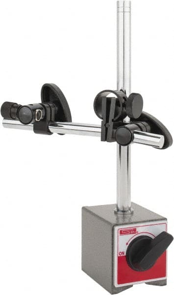 SPI - 175 Lb Magnetic Force, Fine Adjustment Indicator Positioner & Holder with Base - Post & Rod, Rectangular Base, 2-1/8" Base Height, 2-1/4" Base Length, 2" Base Width - Exact Tooling