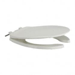 Made in USA - Polypropylene, Regular, Open Front with Cover and with Self Sustaining Feature, Toilet Seat - Residential, Commercial Installation, White - Exact Tooling