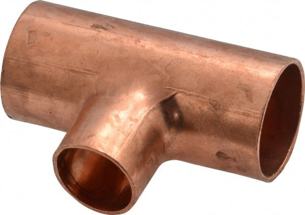 Mueller Industries - 3/4 x 3/4 x 1/2" Wrot Copper Pipe Tee - C x C x C, Solder Joint - Exact Tooling