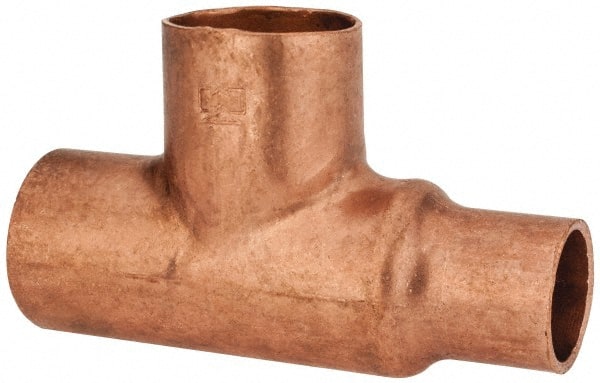 Mueller Industries - 3/4 x 1/2 x 3/4" Wrot Copper Pipe Tee - C x C x C, Solder Joint - Exact Tooling