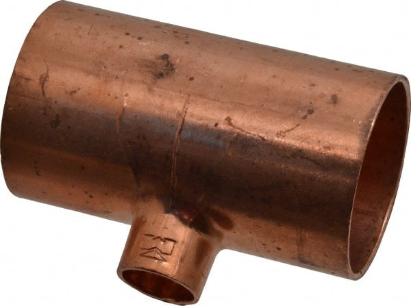 Mueller Industries - 1-1/2 x 1-1/2 x 1/2" Wrot Copper Pipe Tee - C x C x C, Solder Joint - Exact Tooling